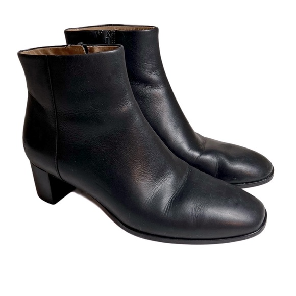 Via Spiga Genuine Leather Black Classic Ankle Boots Chunky Heel 6 M Y2K - Picture 1 of 10